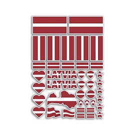A4 Sticker Sheet Latvia Flags Vinyl Stickers - Latvian Country Europe World National Flag Vacation Travel Holiday Car Aesthetic #80070
