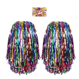 2Pcs Cheerleader Pompoms Hand Flowers,Pompoms Cheer for Boy Girl,School Sports Dance Games Team Spirit Cheer,for Team Sports,Cheer Sports Party Dance Useful Accessories (Rainbow Cloud)