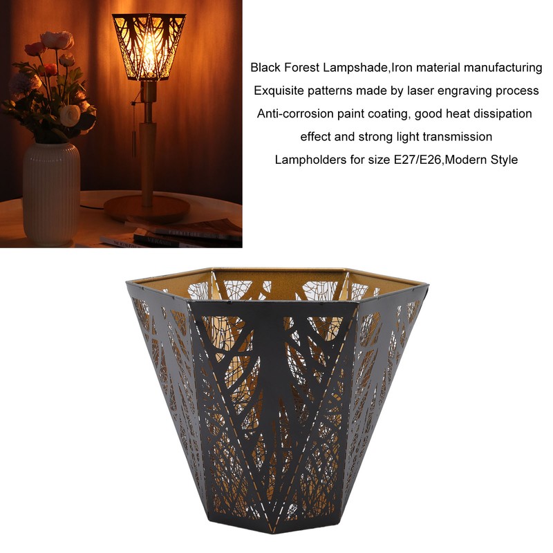 Lamp Shade E27 E26 Desk Lamp Wrought Iron Lampshade Black