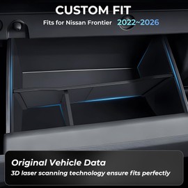 Organizador de guanteras compatible con Nissan Frontier 2026 2025 2024 2023 2022, accesorios interiores, guantera, compartimento para compartimentos de almacenamiento para frontera 2022-2026