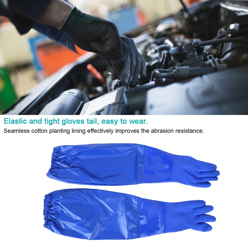 Long Sleeve Anti Chemical Gloves PVC Acid Alkali Oil Resistant
