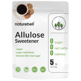NatureBell Allulose Sweetener, 5 Lbs | Keto & Vegan-Friendly, White Sugar Substitute | 0 Calorie, 0 Sugar, 0 Net Carb, Non-Glycemic, Browns Like Table Sugar | Bulk Supply for Baking & Beverages