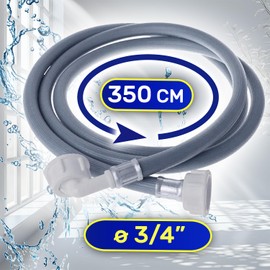 Inlet Hose Washing Machine and Dishwasher 3.5 m Water Hose for Temperatures up to 25 °C with Angle and Straight Safety Valve Diameter 3/4 Inch Made in EU MONTERAL