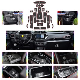 SKTU for 2021 2022 2023 2024 2025 Chevy Trailblazer Door Slot Mat 2024 2025 Chevy Trailblazer Accessories Non-Slip Interior Door Groove Gate Pad Fit Door Compartment Cup Center Console Liners (Red)