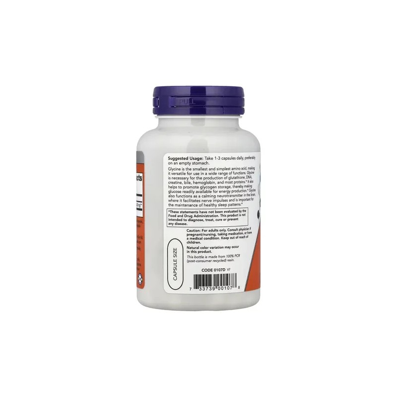 Glicina 1000 mg Cápsulas Glycine 1000 mg Supplement, 100 Caps
