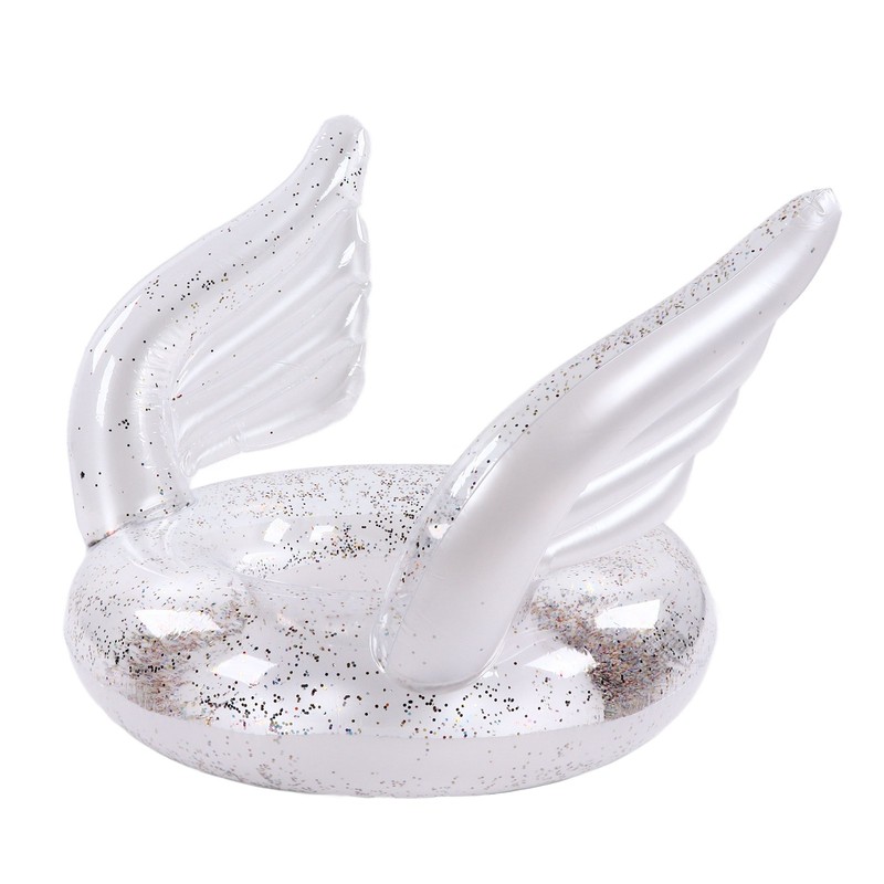 Inflatable Swimming Ring Sequin Swim Angel Wing Shiny Floating Tube