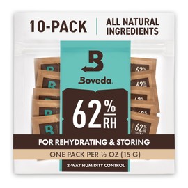 Boveda 62% Two-Way Humidity Control Packs For Storing ½ oz – Size 4 – 10 Pack – Moisture Absorbers for Small Storage Containers – Humidifier Packs – Hydration Packets in Resealable Bag