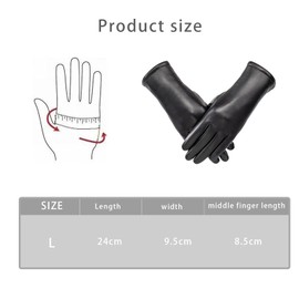 XDGBGFN Leather Gloves Women's Leather Gloves Winter Women's Leather Gloves with Plush Lining Gloves Women for Women and Girls, black