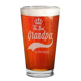 Shop4Ever The Best Grandpa In The World Laser Engraved Beer Pint Glass Grandpa Glass
