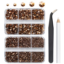 qiipii 3060PCS Retro Brown Resin Rhinestones for Crafting Coffee Flatback Jelly Resin Stones 2mm 3mm 4mm 5mm 6mm Non-Hotfix Old Copper Gems Stones Diamonds Crystals for Tumblers Mugs Bottles Crafts
