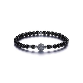 JSDDE Black Obsidian Crystal Bracelet 6mm Life Tree Gemstone Bead Bracelets for Women Healing Crystal Stone Stretch Bracelet Gifts