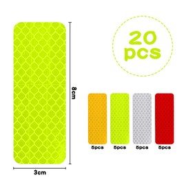 Jagowa 20 Pcs Reflective Sticker Safety Waterproof Reflectors Night Warning Reflective Car Sticker for Vehicle Motorcycle Bicycles Truck (4 Colors)