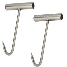 TIHOOD 2PCS Stainless Steel T Hooks T-Handle Meat Boning Hook for Kitchen Butcher Shop Restaurant BBQ Tool