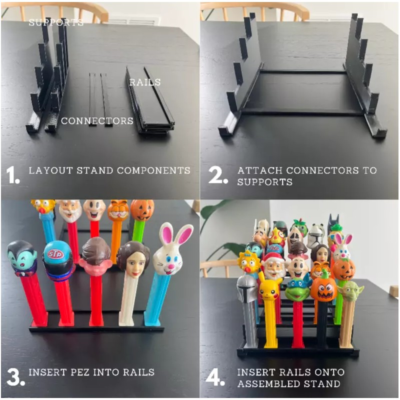 Pez Dispenser Stadium Display Stand, Display Case Holds 25 Footed