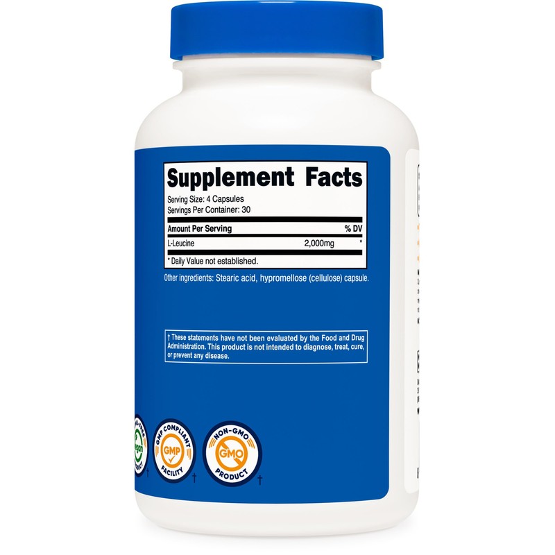 Nutricost L-Leucine 2,000mg, 120 Vegetarian Capsules, Non-GMO, Gluten Free, 30