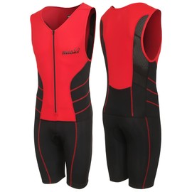 Deux Roues Youth Triathlon Suit Racing Tri Cycling Skin Suit Bike Swim Run - Bonus Race Bib Belt (Red, Youth 8)