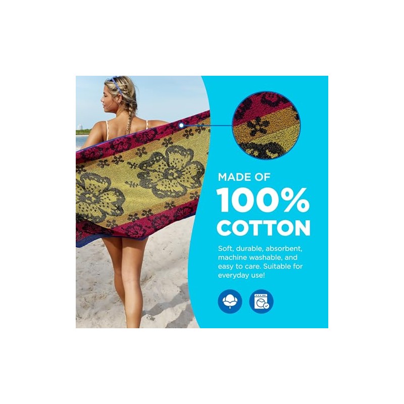 Oversized Cotton Beach & Pool Towel Bundle - Pack of