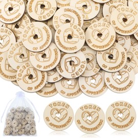 Colingmill 120 Pcs Token of Appreciation Coins Bulk Thank You Kindness Coins Wooden Appreciation Tokens Well Done Tokens for Employees Student Awards Team Coworkers Teachers Volunteers
