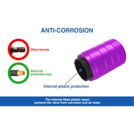 Marcraft Corrosion Resistant (Purple) Aluminium Tyre Wheel Alloy Valve Caps Dust Caps (4 Pack) Universal for Cars, SUVs, Bicycles, Motorcycles, Trucks | Plastic Insert | Screw-On
