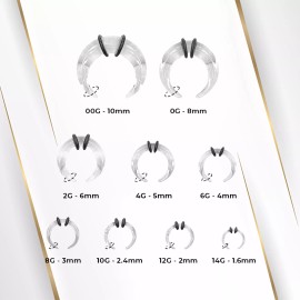 Luxe Modz Clear Acrylic Pincher Septum C Shape Buffalo Horseshoes Taper Sold Individually - 00 Gauge (10mm)
