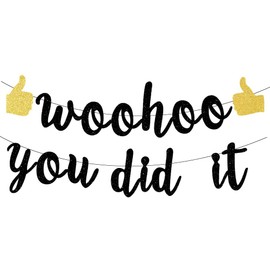 Woohoo You Did It, ghirlanda di congratulazioni, diploma nero oro glitterato "We Are So Proud of You" decorazione festa laurea classe 2026