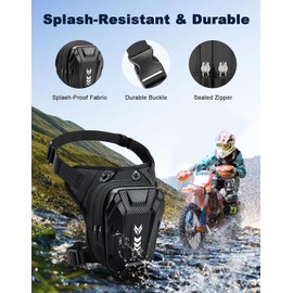 Rolgno Drop Leg Bag, [Expandable Storage] Motorcycle Leg Bag, EVA Hardshell Durable Hiking Waist Pack, Reflective Strip & Adjustable Leg Strap, Hip Bag Pouch for Men Women Cycling Running Traveling