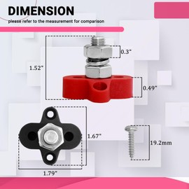 AICARS 12v Terminal Block, 3/8" Single Stud Battery Junction Posts Block Heavy-Duty Stainless Steel Power Distribution Block Kit - 2 Pairs
