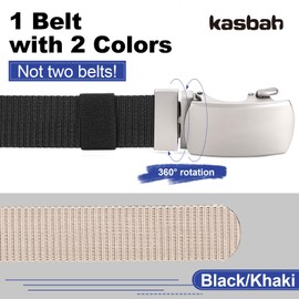 KASBAH Men's Reversible Belt Ratchet Nylon Belt for Men Casual Web Golf Belt for Jeans Pants Work