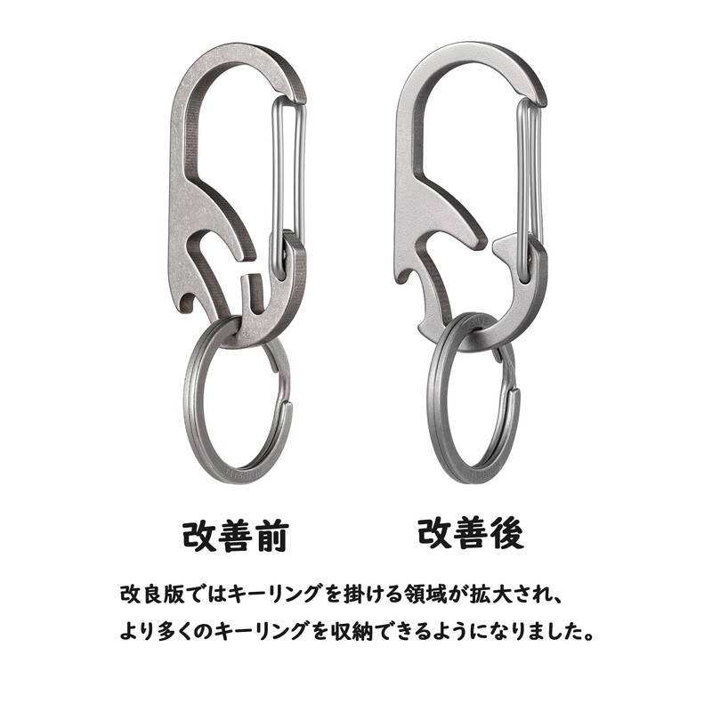TISUR Keychain, Titanium Carabiner, Small, Bottle Opener Key Ring, Never