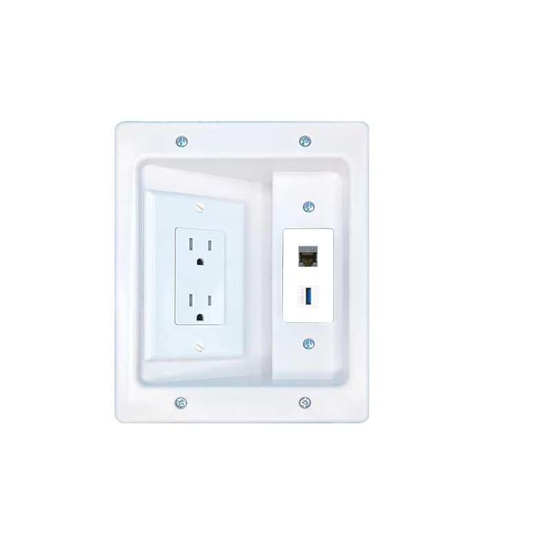 RiteAV CAT6A USB-3 Recessed Wall Plate Cable Concealer Management Kit