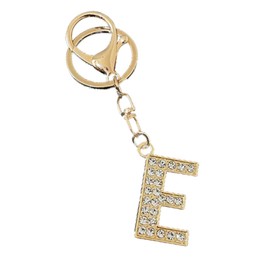[Rigral] Initial Key Chain Bag Charm Alphabet Key Ring Carabiner Glitter, E