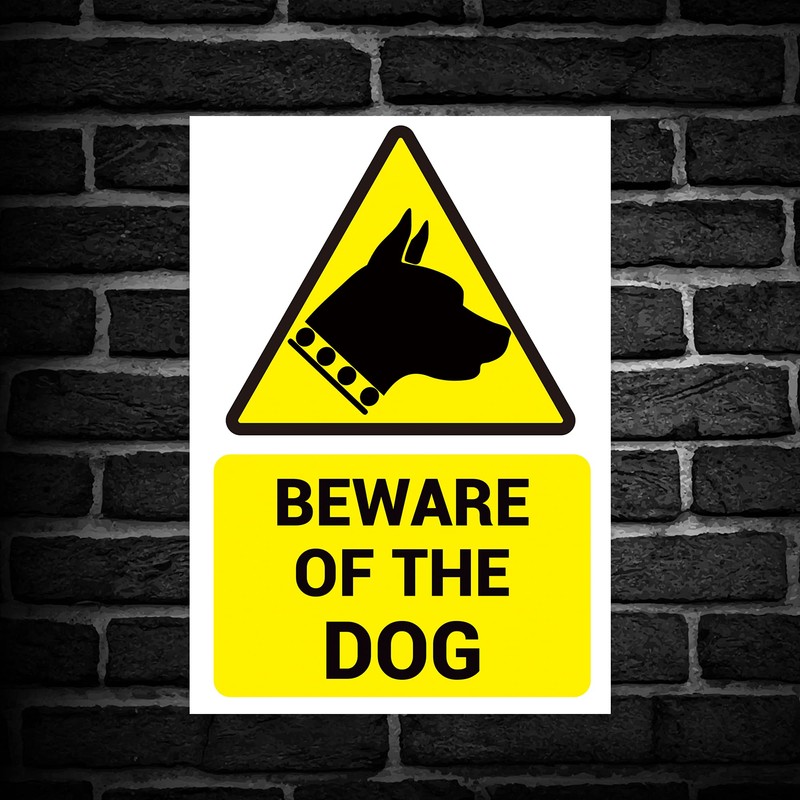 BEWARE OF THE DOG’ WARNING SIGN. TOUGH, DURABLE AND RUST-PROOF