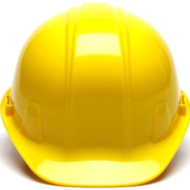 Pyramex Cap Style 4 Point Ratchet Suspension Hard Hat with Rain Trough - Comfortable Low Profile Design, Yellow