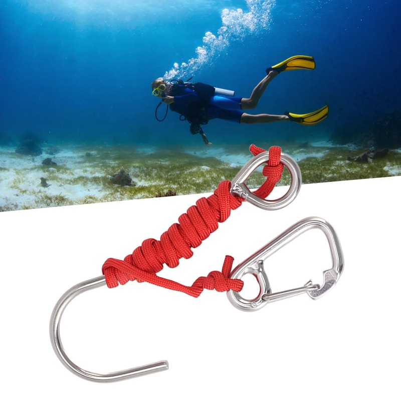 Diving Stainless Steel Single Hook Diving Reef Hook with Lanyard