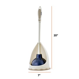 Superio Toilet Brush with Lip and Plunger Set Bathroom Bowl Brush with Pan and Plunger (Beige)