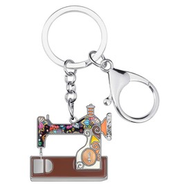 NEWEI Enamel Keyring Sewing Machine Pendant Sewing Enthusiasts Rings Decoration for Women Girls Children Bag Purse Charms Car Gifts, brown
