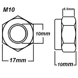 M10 Locking Nyloc Hex Nuts Metal Steel Sheet Zinc Plated 10mm Nut Width 17mm Box of 15pcs