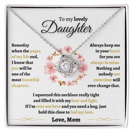 To My Beautiful Daughter Necklace From Mom With Luxury Box - Love Knot Mother Daughter Gift for Birthday