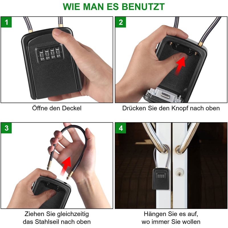 Diyife Key Safe with Removable Cable, Waterproof Key Cabinet Key