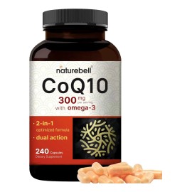 Coq10 300mg Naturabell 240 Cápsulas Con Omega 3 Hecho En Usa Sabor Sin Sabor