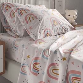 Kids Rainbows Queen 4 Piece Sheet Set - Boys, Girls, Teens, Toddler - Easy Fit Deep Pockets - Breathable, Hotel Quality Bedding Sheets - Machine Washable - Wrinkle Free - Cute, Cozy, Soft - CGK Linens
