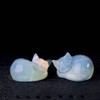 OwMell 2" Opalite Cat Statue Hand-Carved Healing Stone Man-Made Opal