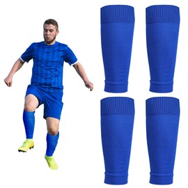 XNIVUIS 2 Pairs of Football Socks, Football Socks, Football Sleeve, Football Sleeve Tube, Football Shin Pad Holder Within 43 cm Calf Circumference, Unisex, One Size (Blue), blue