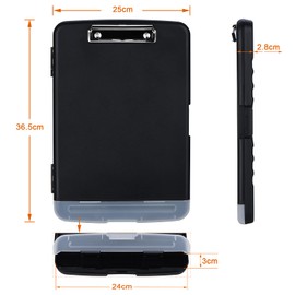 ZCZN Clipboard Folder, A4, Clip File, A4, Binder Storage Case, A4, Horizontal Opening, Document Case, Plastic (Black)