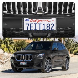 LivTee Carbon Fiber License Plate Frames, 2PCS Car License Plate Holder, 2 Holes Stainless Steel License Plate Covers, Automotive Exterior Accessories, Slim Design with Gasket Cover for US Cars