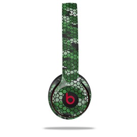 WraptorSkinz Skin Compatible with Beats Solo 4, Solo 3 and Solo 2 Wireless Headphones - HEX Mesh Camo 01 Green - Decal Vinyl Wrap (Headphones NOT Included)