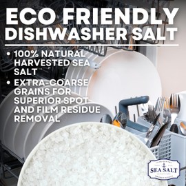 Dishwasher Salt, Natural Water Softener, Food Grade Coarse Sea Salt Compatible with Miele, Thermador, Whirlpool, & Bosch Dishwasher 10 lb