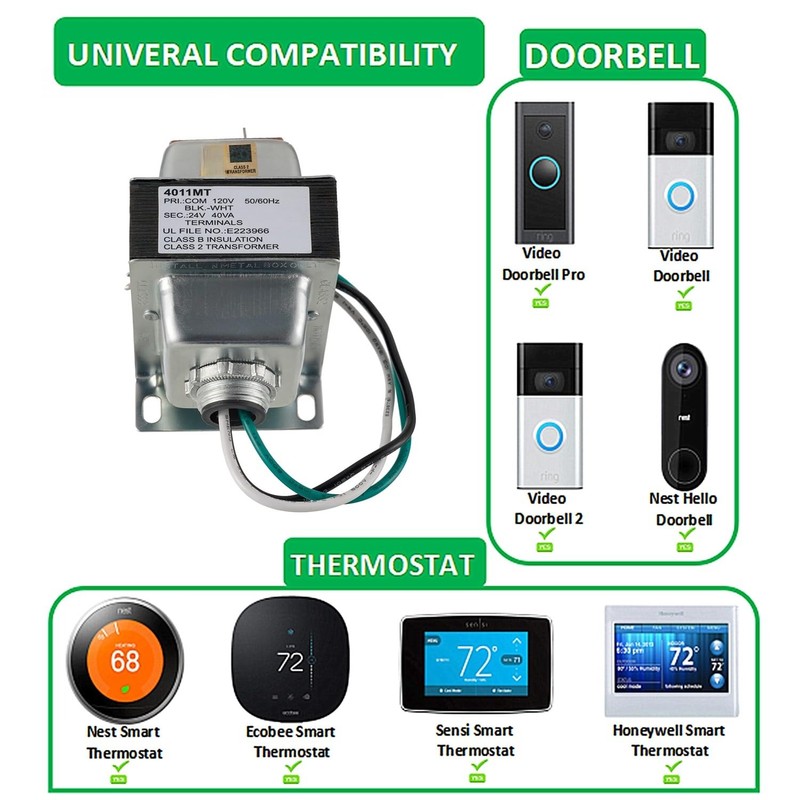 EPLZON 24V 40VA Thermostat and Doorbell Transformer, All Versions of