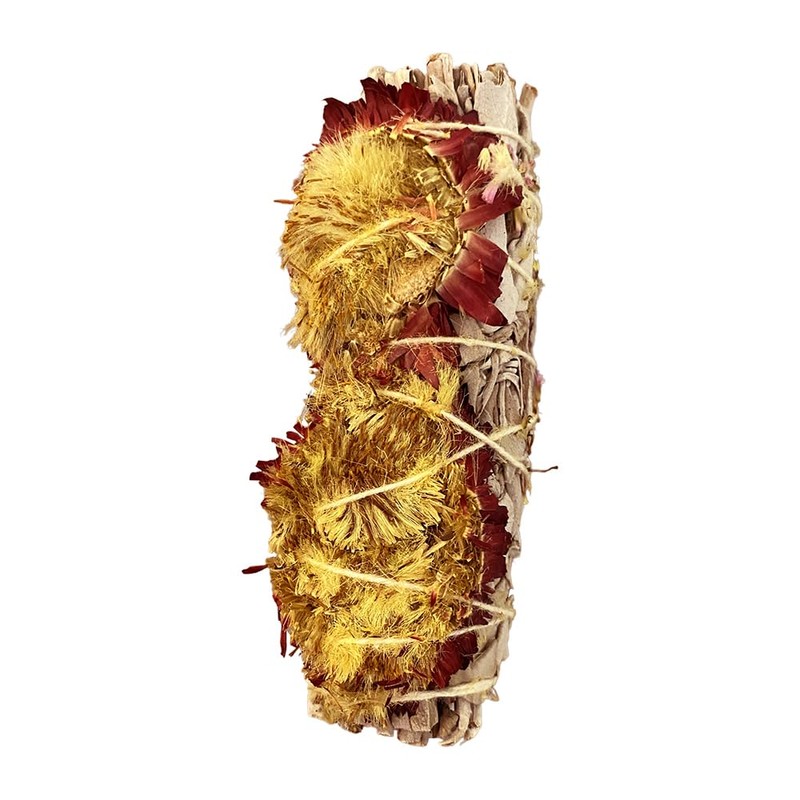 VIE Wholesale Smudge Sticks, White Sage and Red Sunflower 4",