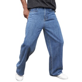 DISLANBO Men's Baggy Straight-Leg Hip Hop Jeans Casual Wide Leg Y2k Skateboard Vintage Denim Pants Streetwear